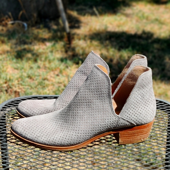 Lucky Brand Shoes - Lucky Brand Baley Bootie Grey Perforated Suede